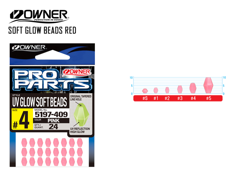 Owner 5197 Soft Glow Beads Red (#3, 28pcs)